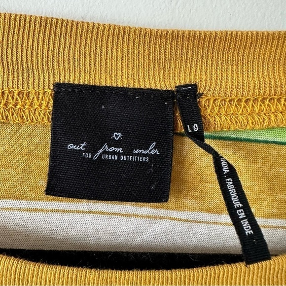 Out From Under Urban Outfitters Ella Stripe Cropped Ballon Sleeve Long Sleeve - Picture 7 of 8